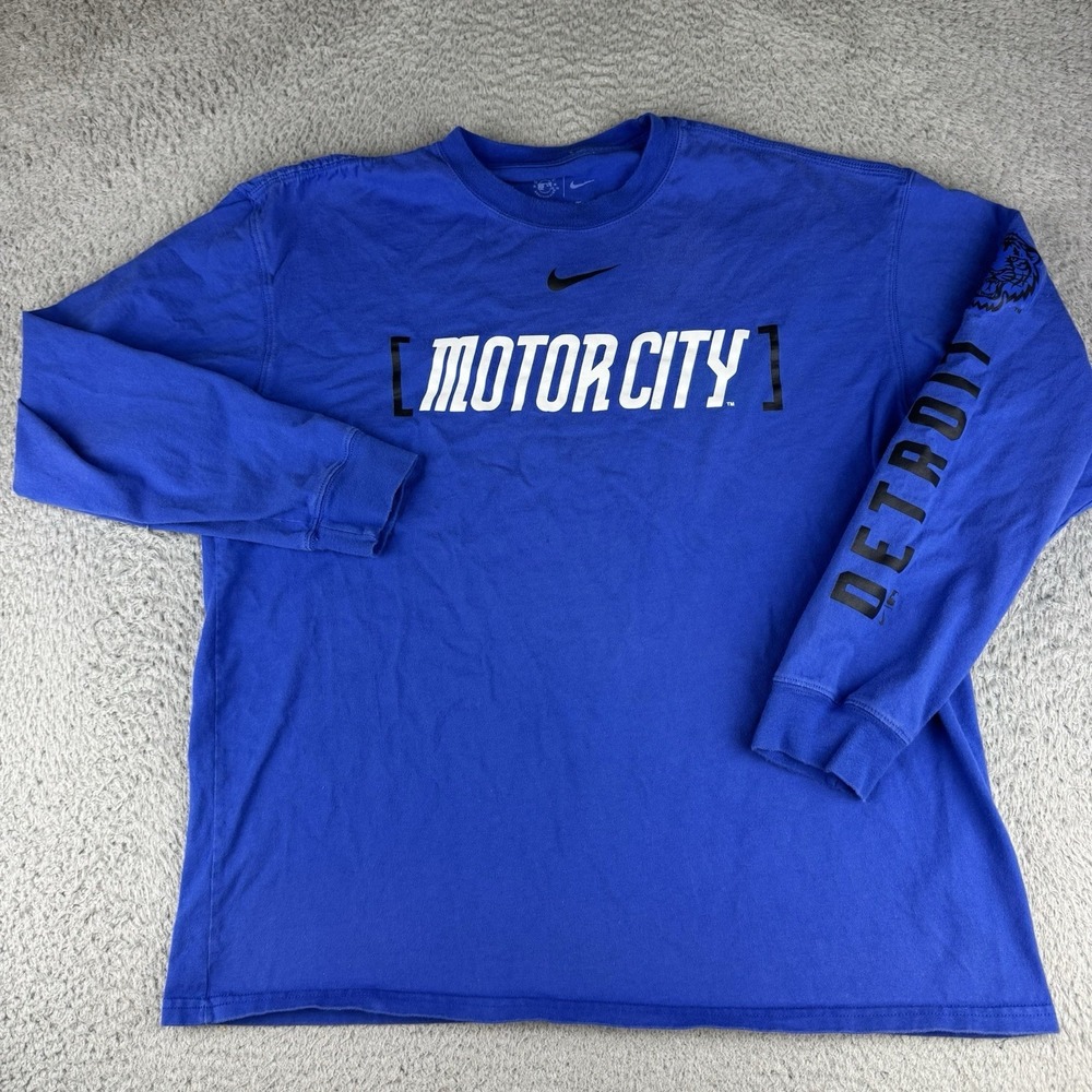Nike Men's Motor City Connect Detroit Tigers Long‎ Sleeve Blue MLB Size Large